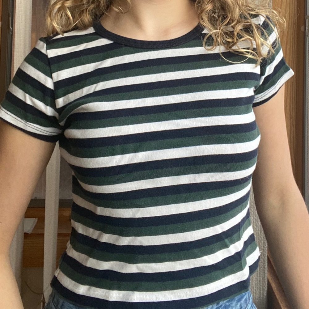 Brandy Melville, white, green, and black top!